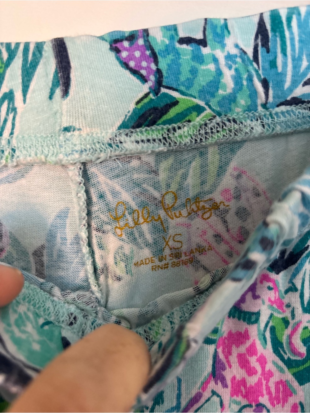 Lilly Pulitzer Mint Tropical Leaf & Floral Pajama pants in size XS fair conditio - Picture 2 of 4